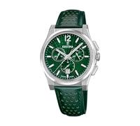 Festina Orologio Uomo F20060/3 Swiss Made Cronografo Quarzo Cassa Acciaio Pelle Verde Vetro Zaffiro