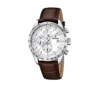 Festina F16760/1 Men’s Timeless Chronograph - Silver Dial, Brown Leather 43.5 mm
