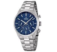 Festina F16820/2 Timeless Chronograph Men's Watch - Stainless Steel, Blue Dial, 44mm