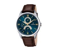 Festina F16823/A Men's Retrograde Watch - Blue Dial, Brown Leather Strap