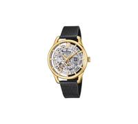 Festina F20629/2 Women's Automatic Skeleton Watch - Gold Case, Black Mesh Strap
