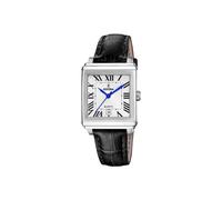 Festina F20682/3 Women's Square Watch - Silver Dial, Black Leather Strap, Date