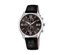 Festina F6855/7 Timeless Chronograph Men's Watch - Black Dial, Leather Strap