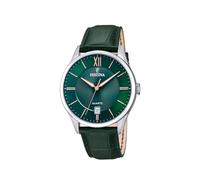 Festina Orologio analogico al quarzo da uomo con cinturino in pelle F20426/7, argento-verde, cinghia