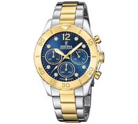 Festina Orologio Crono Da Donna Bicolore Con Bracciale E Set Di Zirconi