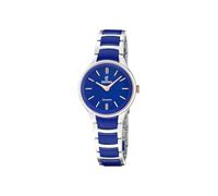 Festina Orologio da donna, analogico, in ceramica e acciaio inossidabile, al quarzo, 30 mm, quadrante blu, dettagli in oro rosa