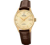 Festina Orologio da donna F20011/6 Swiss Made cinturino classico cassa in acciaio inossidabile 316l oro cinturino in pelle marrone, beige