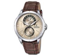 Festina Orologio da Uomo F16573/9 Analogico Pelle Polso Retrò Braun UF16573/9