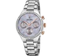 Festina Orologio Donna Analogico Acciaio Inossidabile 316L Argento - Quarzo Cronografo - Vetro minerale alta resistenza - Impermeabile 5 ATM F20401/3 - Boyfriend Collection