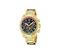 Festina Orologio Donna Analogico Acciaio Inossidabile 316L Oro - Quarzo Cronografo - Vetro minerale alta resistenza - Impermeabile 10 ATM F20609/3 - Boyfriend Collection