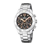 Festina Orologio Donna Analogico Acciaio Inossidabile 316L Argento - Quarzo Cronografo - Vetro minerale alta resistenza - Impermeabile 10 ATM F20603/6 - Boyfriend Collection
