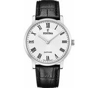 Festina Swiss Made Orologio Donna Analogico in Pelle Nero | Movimento al Quarzo, Vetro Zaffiro Resistente, Impermeabile 5 ATM, y F20013/2, Classic Leather