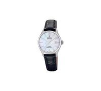 Festina Orologio Donna F20009/7 Swiss Made Cinturino Classico Cassa in Acciaio Inox 316L Argento Cinturino in Pelle Nero, bianco