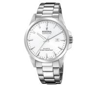 Festina SWISS MADE Orologio Uomo Analogico Acciaio 316L Argento - Quarzo Data - Vetro Zaffiro Resistente - Impermeabile 10 ATM - F20024/2 Classic Steel