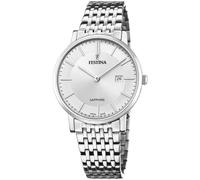 Festina SWISS MADE Orologio Uomo Analogico Acciaio 316L Argento - Quarzo Data - Vetro Zaffiro Resistente - Impermeabile 5 ATM - F20018/1 Classic Steel