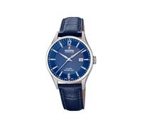 Festina Orologio da uomo F20007/6 Swiss Made cinturino classico cassa in acciaio inossidabile 316l argento cinturino in pelle blu, blu, Mediano