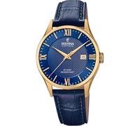 Festina SWISS MADE Orologio Uomo Analogico Pelle Blu - Quarzo Data - Vetro Zaffiro Resistente - Impermeabile 10 ATM Elegante - F20010/3