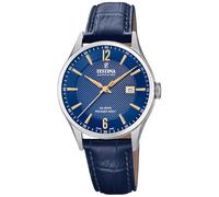 Festina SWISS MADE Orologio Uomo Analogico Pelle Blu - Quarzo Data - Vetro Zaffiro Resistente - Impermeabile 10 ATM Elegante - F20007/3 Classic Leather
