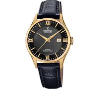 Festina SWISS MADE Orologio Uomo Analogico Pelle Nera - Quarzo Data - Vetro Zaffiro Resistente - Impermeabile 10 ATM Elegante - F20010/4 Classic Leather