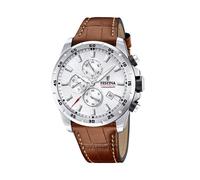 Festina Timeless Chronograph F20692/1 - 45 mm Silver Dial, Brown Leather Strap