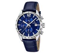 Festina Timeless Chronograph Leather Strap Blue Dial Quartz F16760-3 Mens Watch