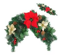 Festino natalizio per cassetta postale Ghirlanda natalizia pre-illuminata da 35 pollici con luci Grappoli di bacche rosse Pigne per decorazioni natalizie per la casa Decorazioni per esterni