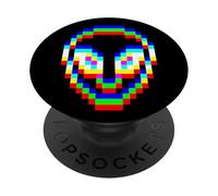 Festival musicale EDM Alien Head Trippy Vaporwave Techno Rave PopSockets PopGrip Adesivo