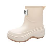 Festival Wellington Stivali Donna Pioggia Scarpe Confortevole Gomma Boot Per Outdoor Walking Giardinaggio Abbigliamento Casual Con Suola Degli Uomini Stivali Da Pioggia Copertura, Beige, 37.5 EU