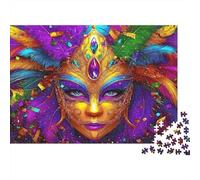 FestivalMaskWithFeathers Puzzle for Adults & Age 14 Up: Golden Mask with Purple Feathers Fun Present & Activity for Home Gift 70x50cm/1000pcs