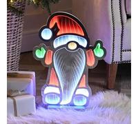 Festive 40 cm Infinity Standing Light Up Christmas Gnome Decorazione, Babbo Natale illuminato all'aperto Holiday Yard Sign