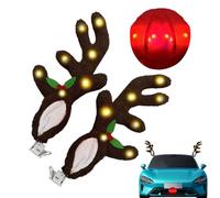 Festive Antler Decor - LED Vehicle Antler with Nose for Holiday Fun | Polar Fleece Build with Bright Display, Truck SUV Car Exterior, Window Roof Top Mounting, Seasonal Drive