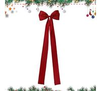 Festive Bow Topper - Holiday Tree Ornament for Decoration | Red Ribbon with Glitter Finish, Giant Top Display, Mantel Photo Backdrop, Entryway Family Gathering, Living Room Party