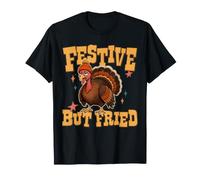 Festive But Fried Turkey Thanksgiving Tired Mom, Dad, Family Maglietta