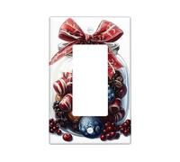 Festive Candy Jar Coperchio interruttore piastra di uscita, fiocco rosso e dolcetti per la gioia delle vacanze, decorazione invernale per la casa, la cucina, dimensioni standard a dondolo singolo