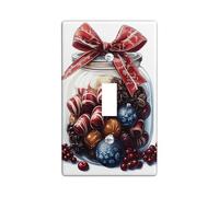 Festive Candy Jar Coperchio interruttore piastra di uscita, fiocco rosso e dolcetti per la gioia delle vacanze, decorazione invernale per la casa, la cucina, dimensioni standard a dondolo singolo