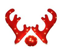 Festive Car Reindeer Antlers with Light-Up String, 25×38cm Flannel Christmas Decoration Set for SUV, Van, Shopping Mall Displays, Easy DIY Installation