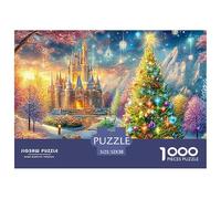 Festive Castle, Lit Christmas Tree with Gifts Puzzle Da 1000 Pezzi Christmas Style Perfetto Per Il Legame Familiare, Adulti E Bambini 52x38cm/1000pcs