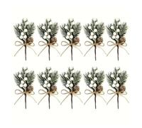 Festive Christmas Bouquet: 5/10 Pcs of Realistic Pine Needles, Red Berries, And Pine Cones, for Home Christmas Deco(5pcs white)