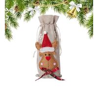 Festive Christmas Burlap Wine Bottle Covers | Drawstring Bags for Red Wine | Ideal for Holiday Travel, Weddings, and New Year | Charming Wine Decor for Special Occasions