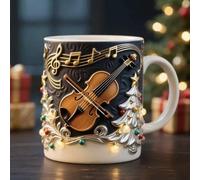 Festive Christmas Coffee Mugs - Creative Violin Design Cup, Resin Water Mug for Morning Routine, Birthday Party, Celebrazioni stagionali, Christmas Tree Tea Mug, Music Lovers Cups