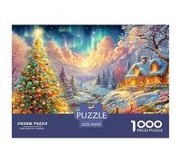 Festive Christmas Tree, Cozy Cabin, Aurora Sky Puzzle Da 1000 Pezzi Christmas Style Divertimento Familiare, Adulti E Bambini 70x50cm/1000pcs