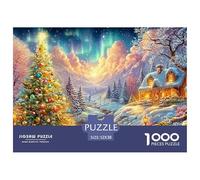 Festive Christmas Tree, Cozy Cabin, Aurora Sky Puzzle Da 1000 Pezzi Christmas Style Sfida Di Ingegno Per Tutte Le Età 52x38cm/1000pcs
