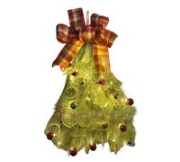 Festive Door Swag - LED Illuminated Garland, Realistic Christmas Decoration with Bow, Holiday Centerpiece for Mantel Porch Farmhouse Indoor Outdoor Window Kitchen Fireplace Seasonal Decor Use
