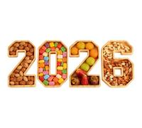 Festive Event Tray - New Year Appetizer, Numerical Party Plate, Letter Tray with Multi Purpose Sections, Stylish Dessert Display Stand, Midnight Countdown Party Holiday Celebration