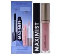 Festive Finished Set by bareMinerals for Women - 2 pezzi 0,3oz Maximist Phyto-Fiber Volumizing Mascara - Massimo nero, 0,13oz Mineralist Lip Gloss-Balm - Serenity