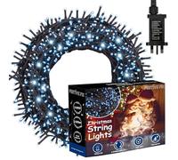Festive Fix Luci natalizie da 100 m, per interni ed esterni, 1000 luci LED bianche fredde, impermeabili, alimentate a rete, con timer e 8 modalità per giardino, casa e decorazioni natalizie