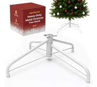 Festive Fix Supporto per albero di Natale bianco per alberi veri, base in metallo resistente con viti regolabili e design stabile a treppiede, resistente supporto per albero di Natale per alberi veri