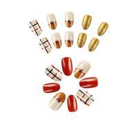 Festive Flase Nails Art Set Ringraziamento Unghie Artificiali Premere sulle Unghie Facile Applicazione Stick On Nails Per Le Donne