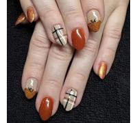 Festive Flase Nails Art Set Ringraziamento Unghie Artificiali Premere sulle Unghie Facile Applicazione Stick On Nails Per Le Donne