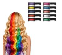 Festive Fun Hair Chalk Combs, 10 Colors Colorful Hair Chalk Comb, Temporary Washable Hairs Dye for Girls Kids Gifts, Christmas Gifts(1 Set)